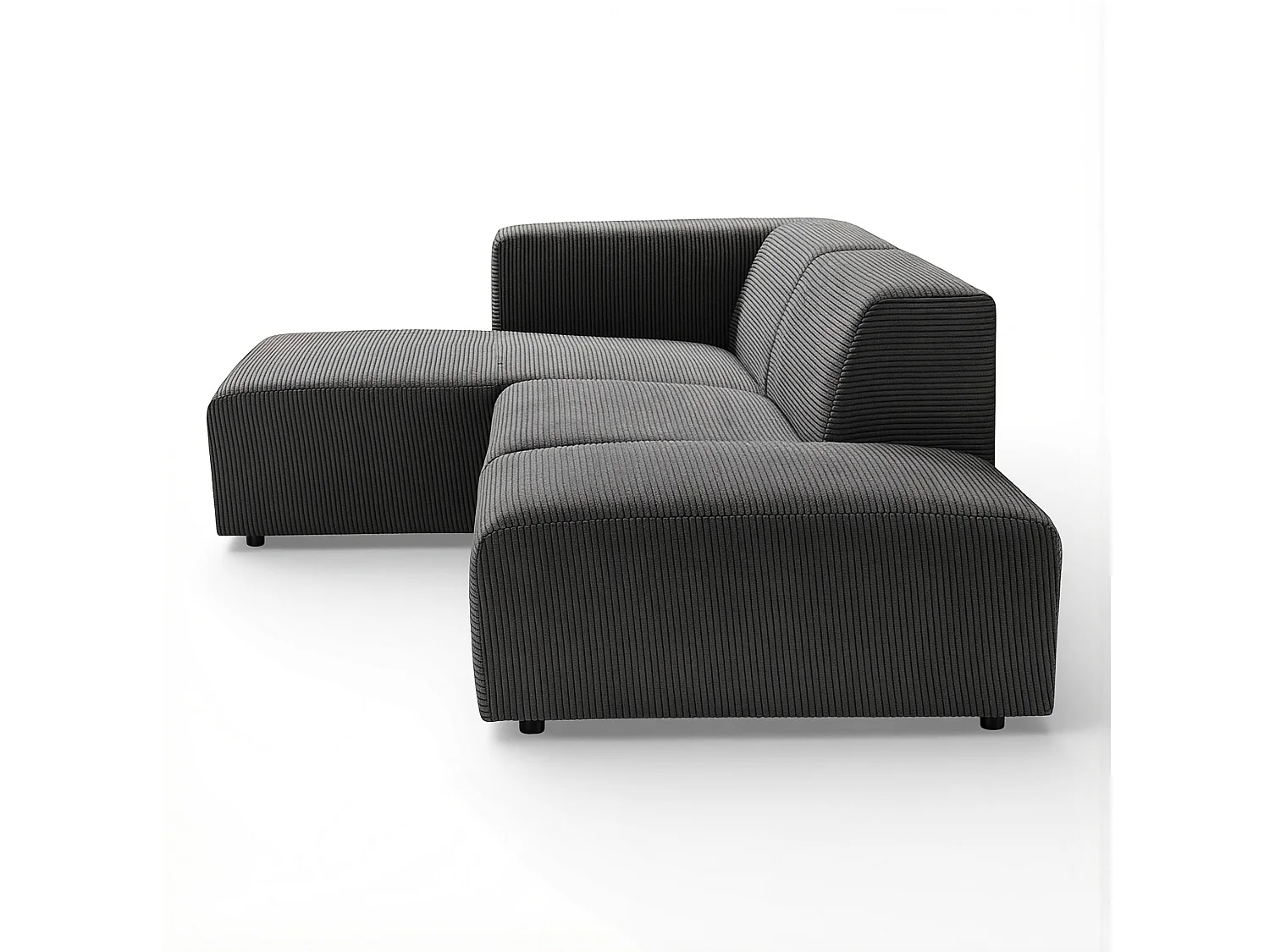 Canapé d'angle gauche velours côtelé gris foncé - BLOK 2
