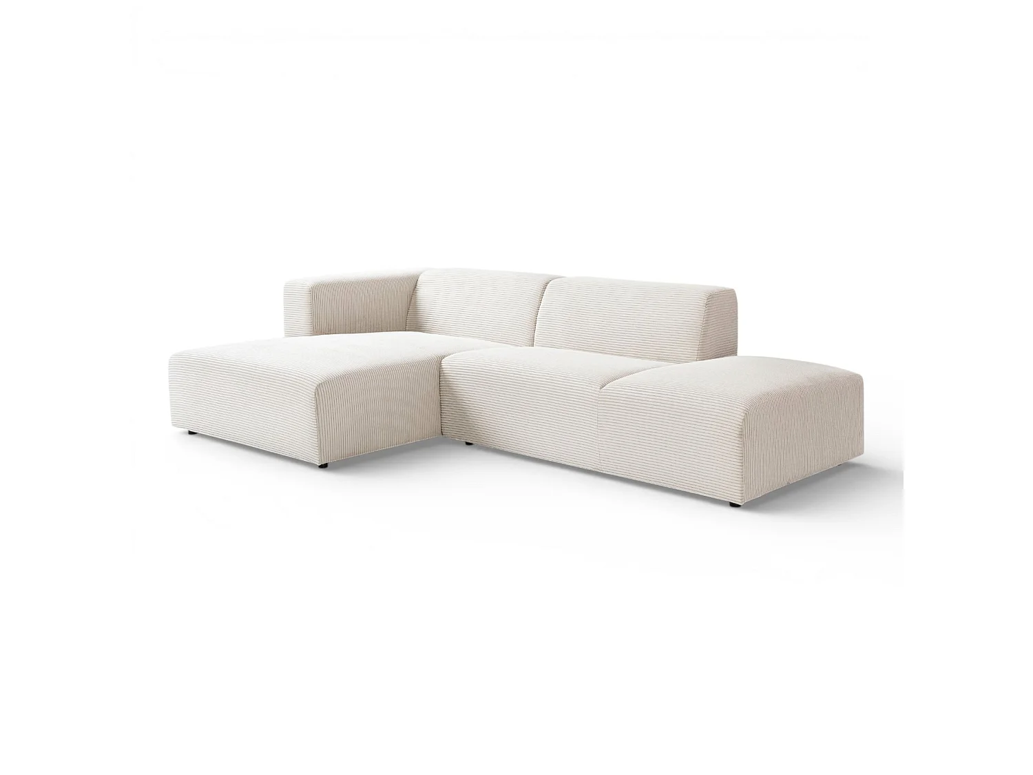 Canapé d'angle gauche velours côtelé beige - BLOK 2