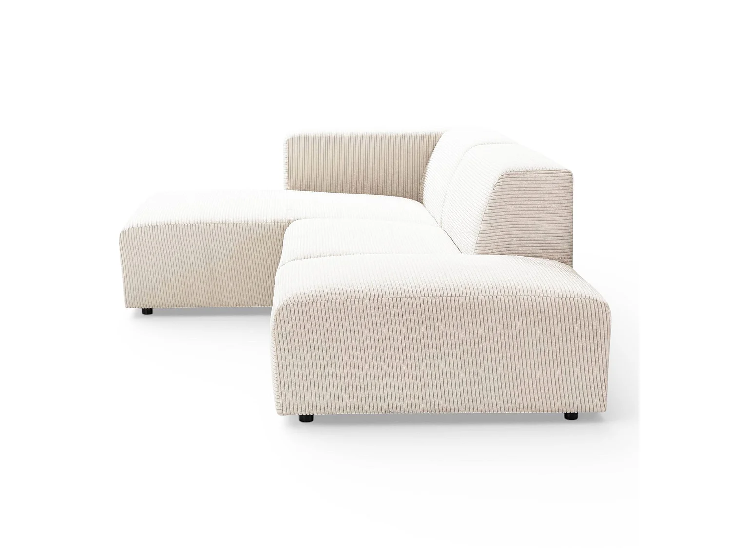 Canapé d'angle gauche velours côtelé beige - BLOK 2