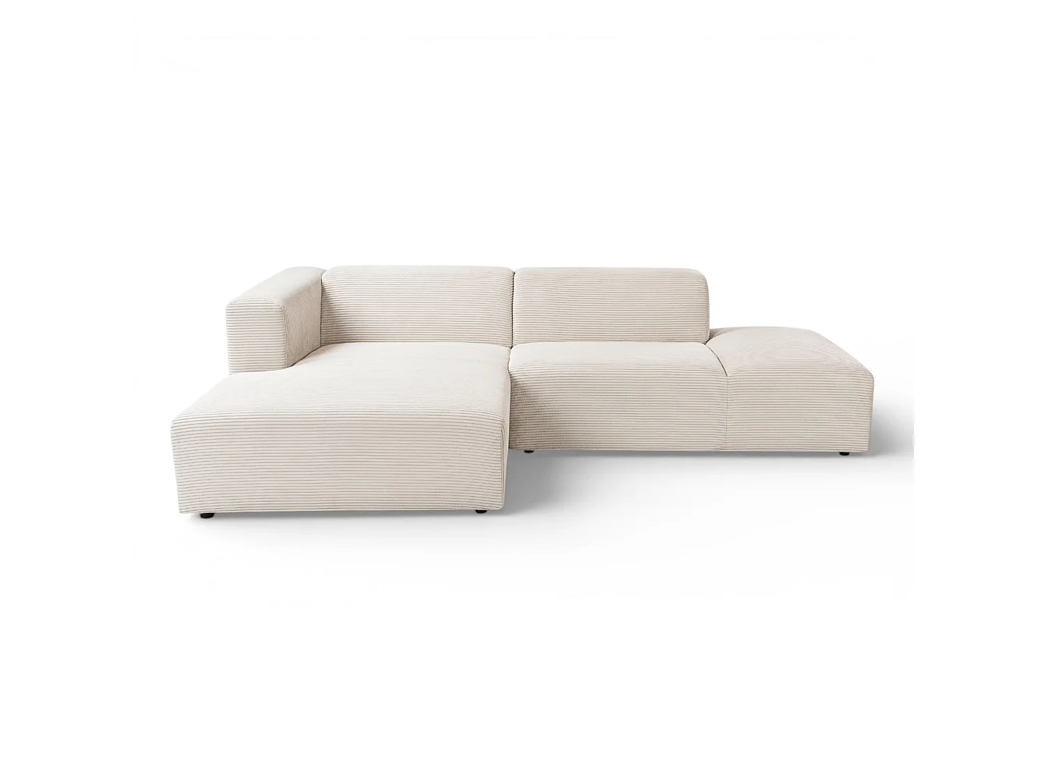 Canapé d'angle gauche velours côtelé beige - BLOK 2