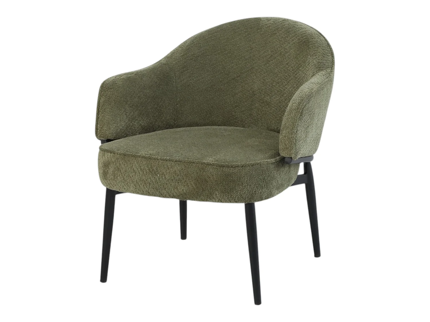 Fauteuil en tissu vert avec pieds en métal noir - ZOE