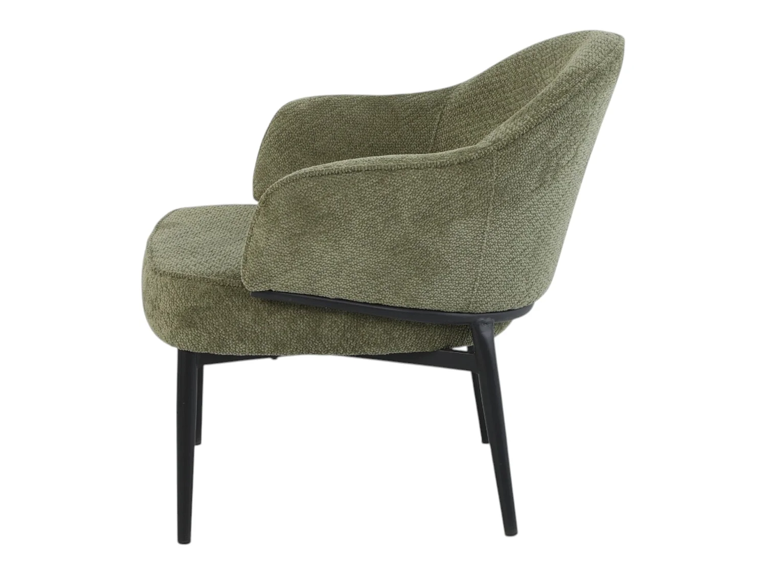 Fauteuil en tissu vert avec pieds en métal noir - ZOE
