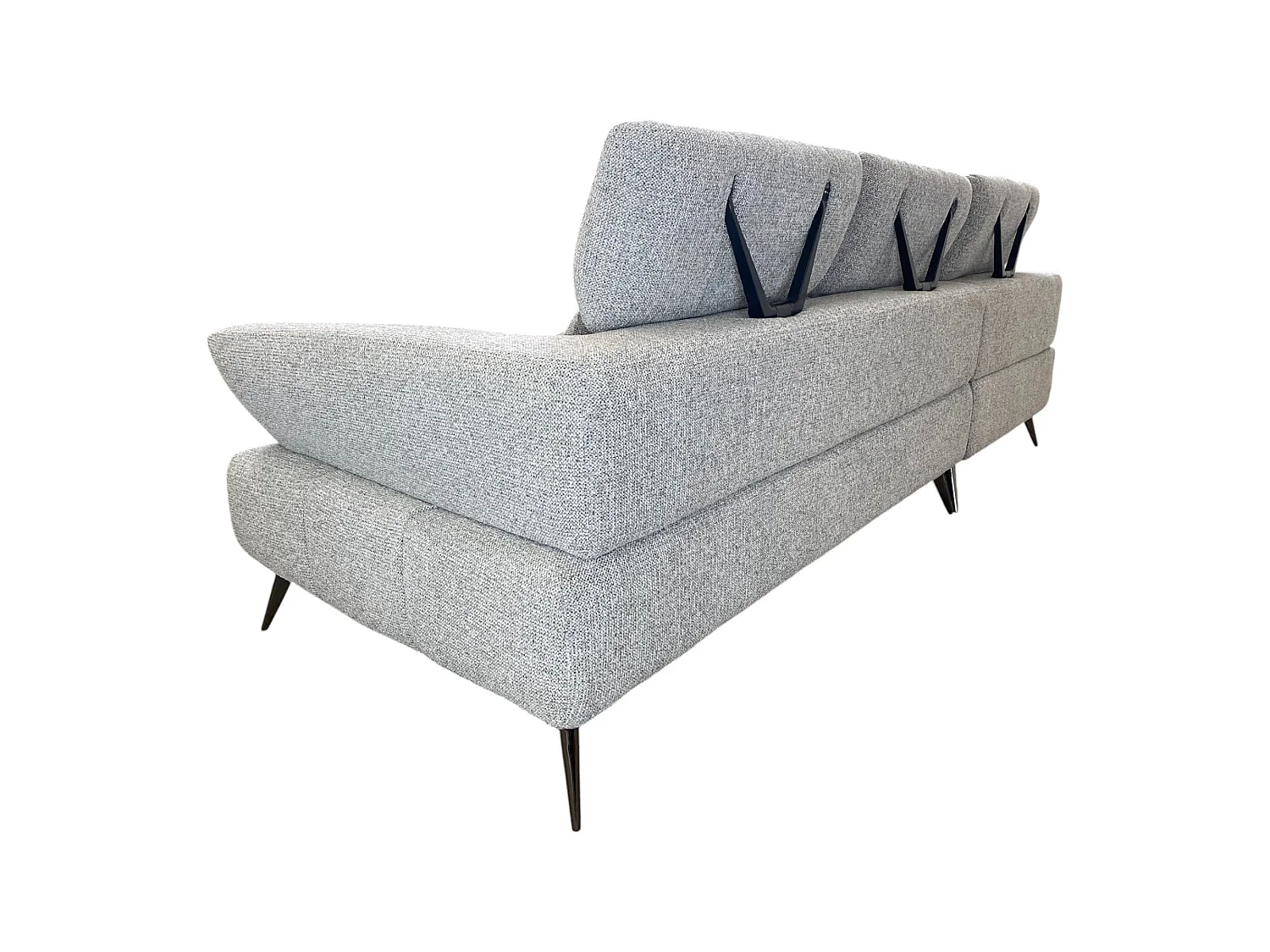 Canapé d'angle gauche tissu gris 280 cm avec tétières mobiles - JUBEL
