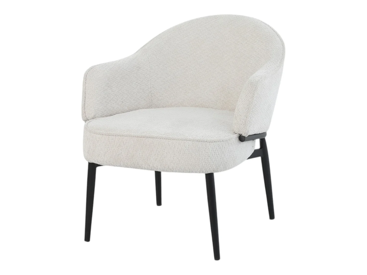 Fauteuil en tissu beige avec pieds en métal noir - ZOE
