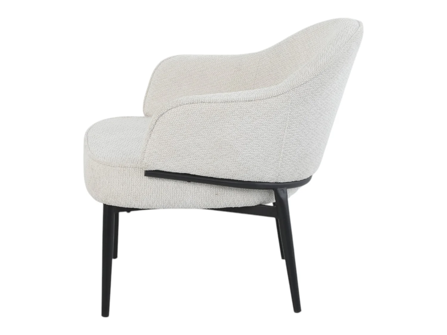 Fauteuil en tissu beige avec pieds en métal noir - ZOE