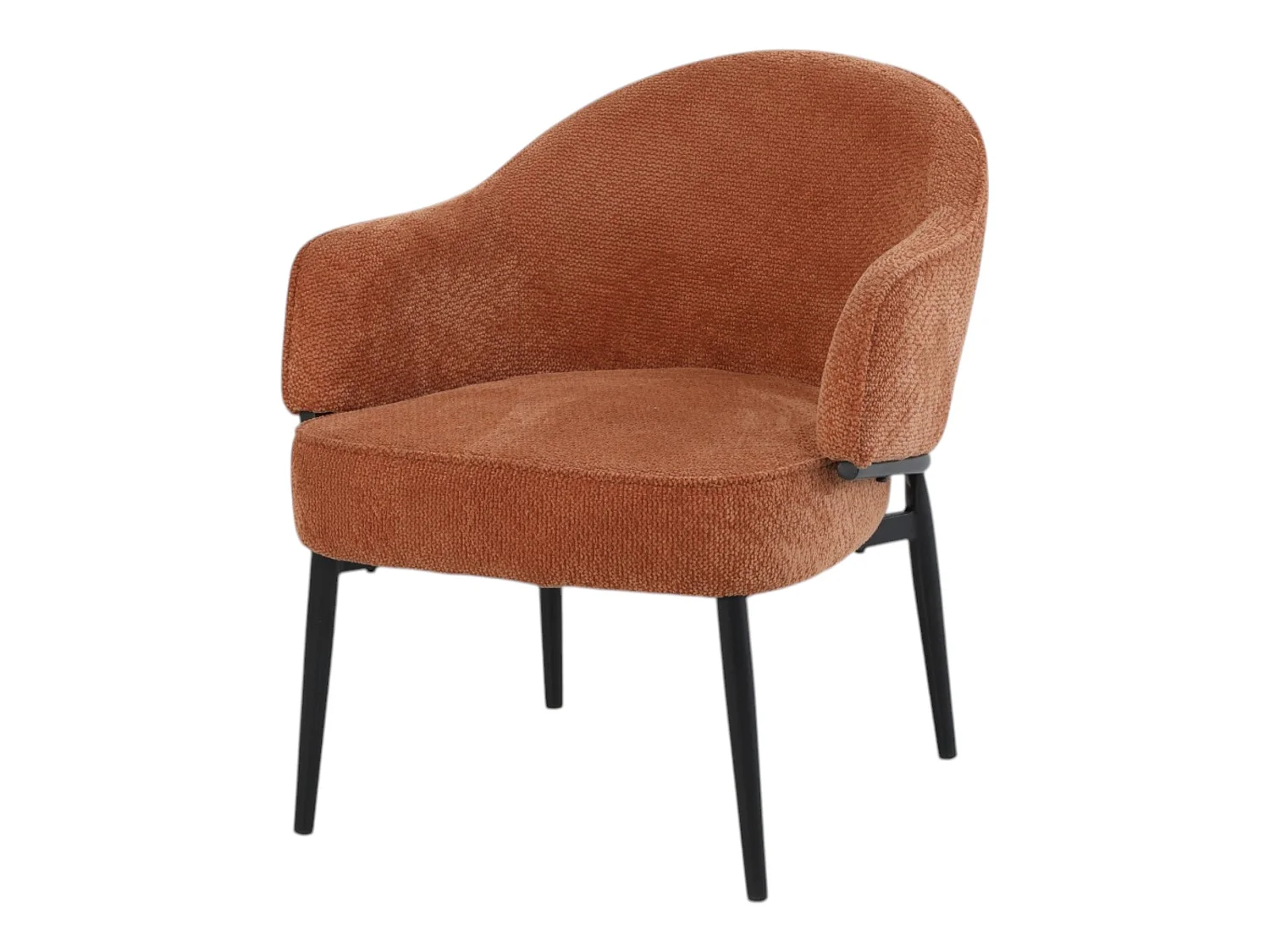 Fauteuil en tissu ourange avec pieds en métal noir - ZOE