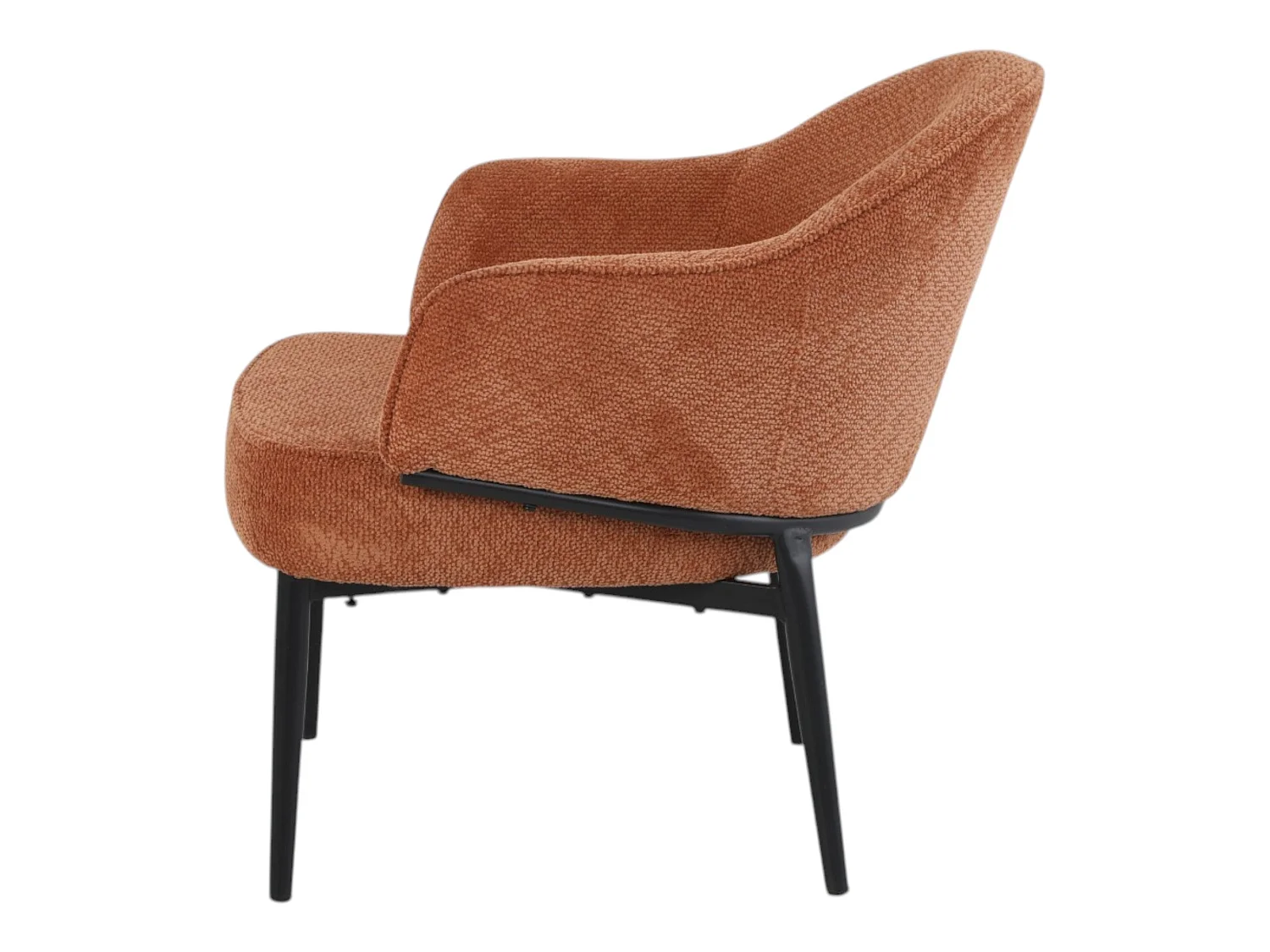 Fauteuil en tissu ourange avec pieds en métal noir - ZOE