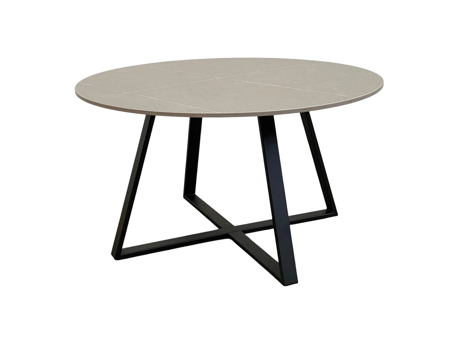 Table basse ronde céramique coloris gris pieds métal noir - RONDO