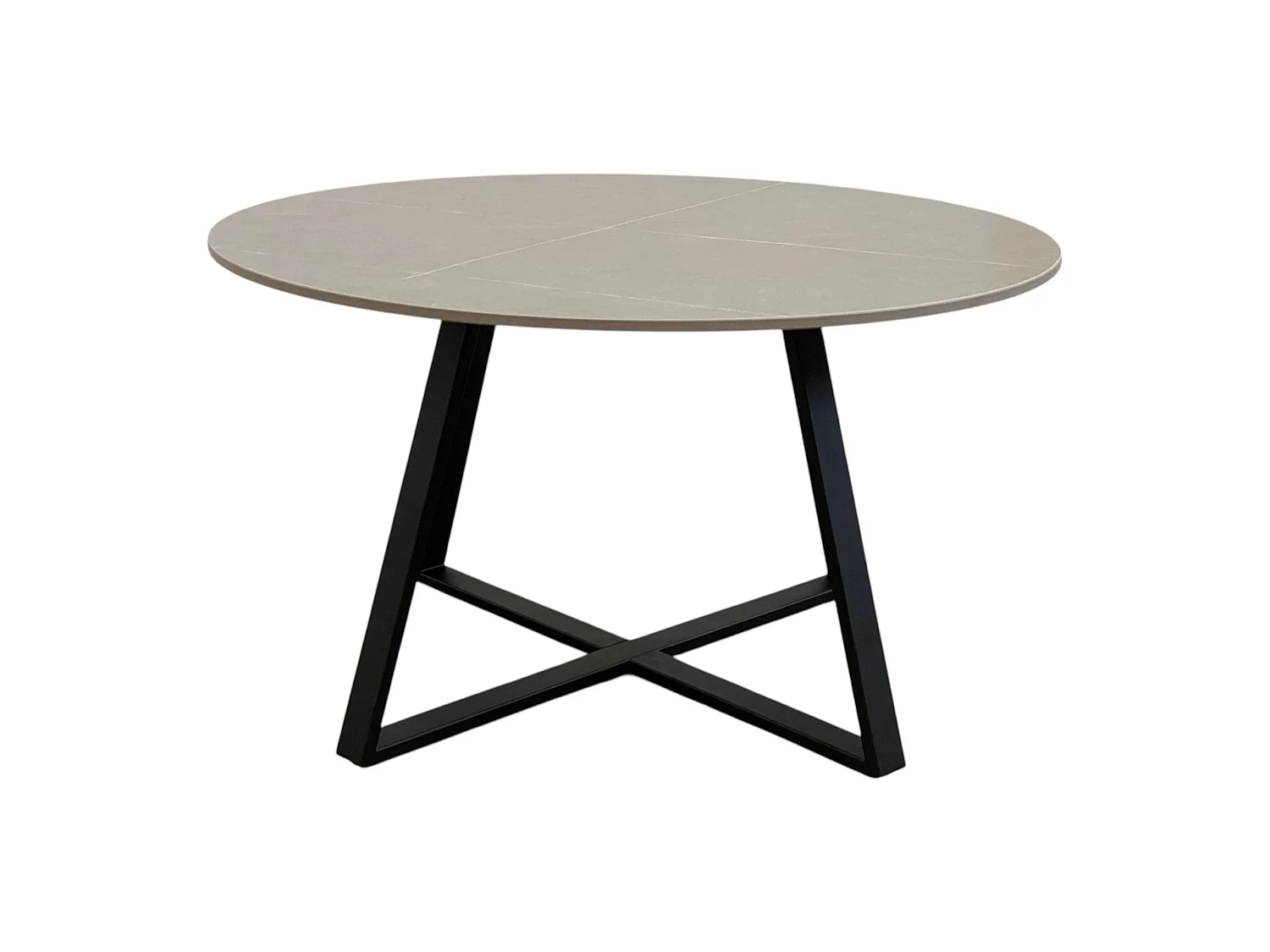 Table basse ronde céramique coloris gris pieds métal noir - RONDO