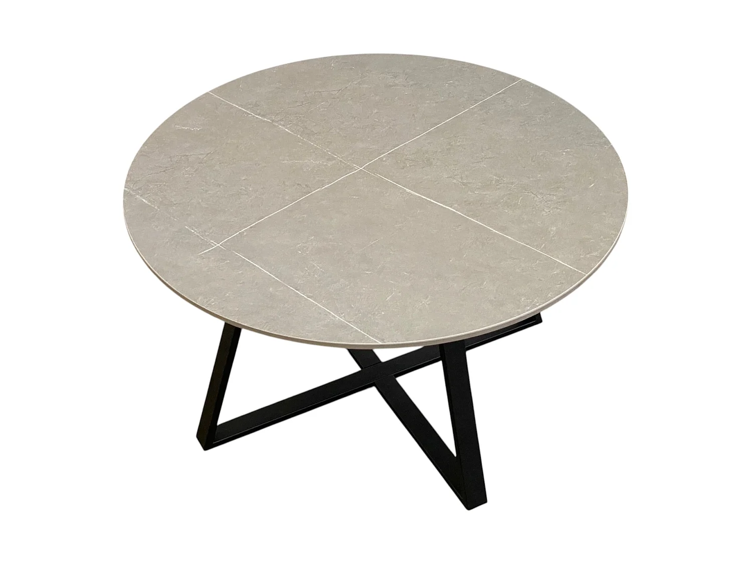 Table basse ronde céramique coloris gris pieds métal noir - RONDO