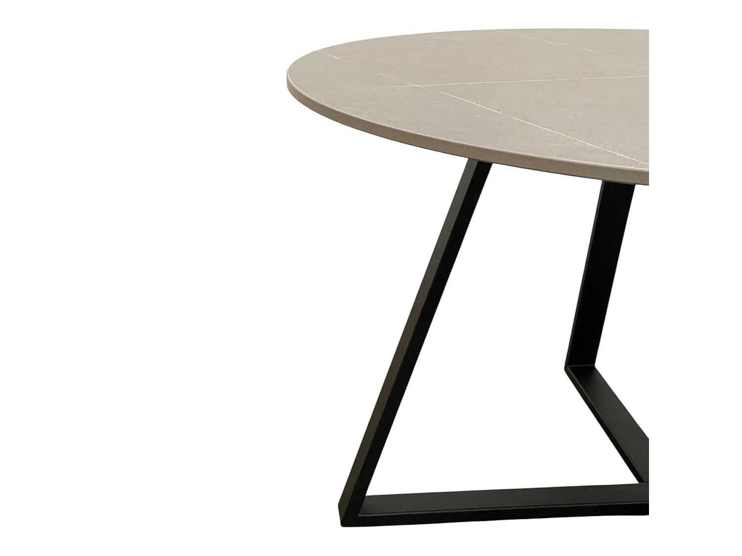 Table basse ronde céramique coloris gris pieds métal noir - RONDO
