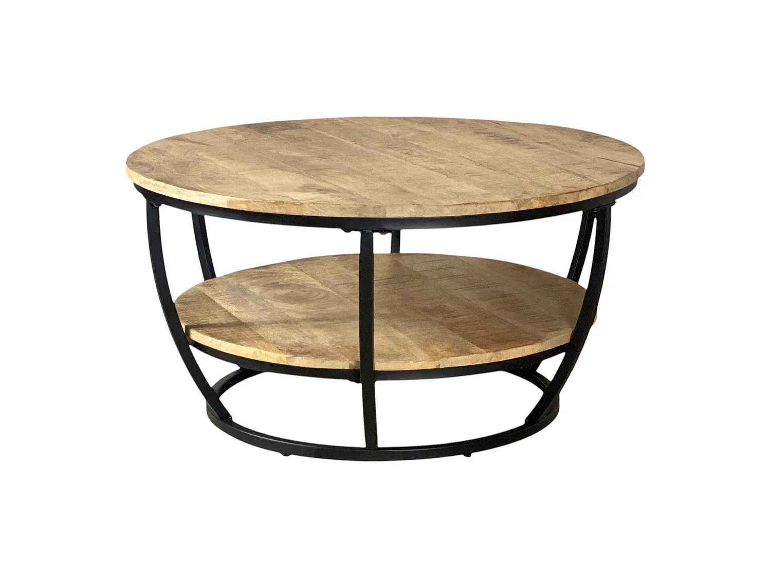 Table basse ronde bois massif pieds métal - JAMBI