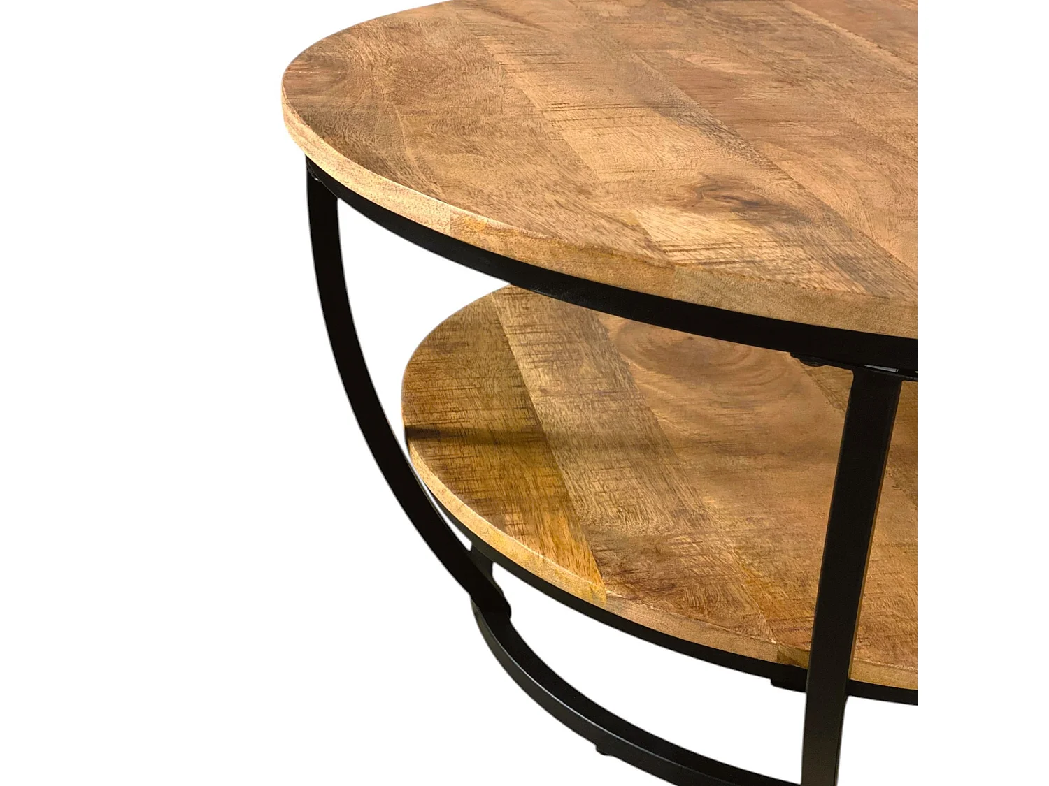 Table basse ronde bois massif pieds métal - JAMBI