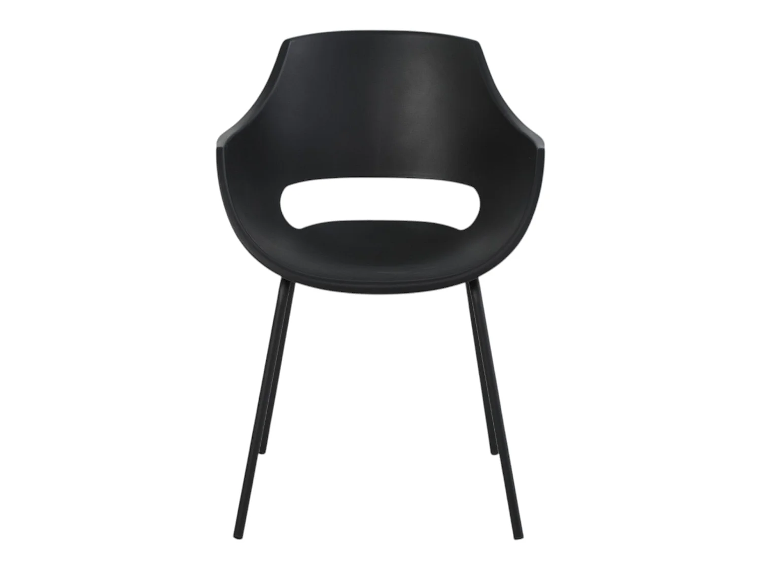 Lot de 4 chaises avec accoudoirs coloris noir pieds métal - AUSTIN