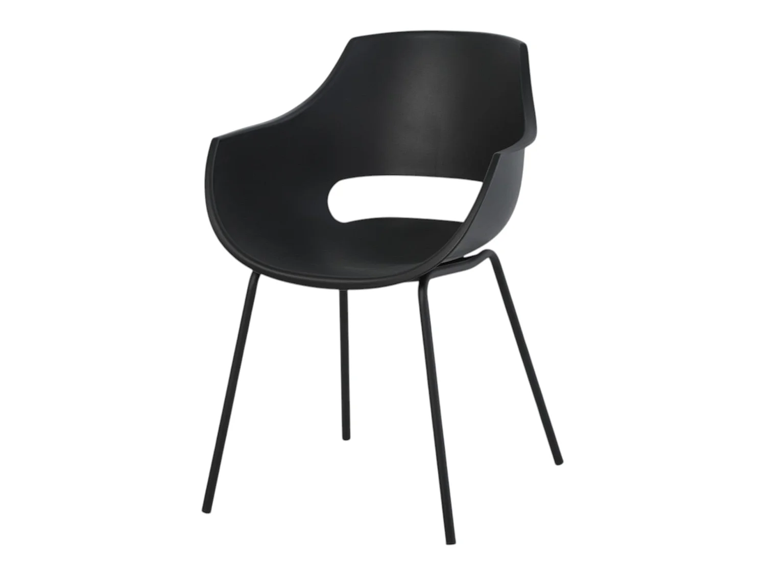 Lot de 4 chaises avec accoudoirs coloris noir pieds métal - AUSTIN