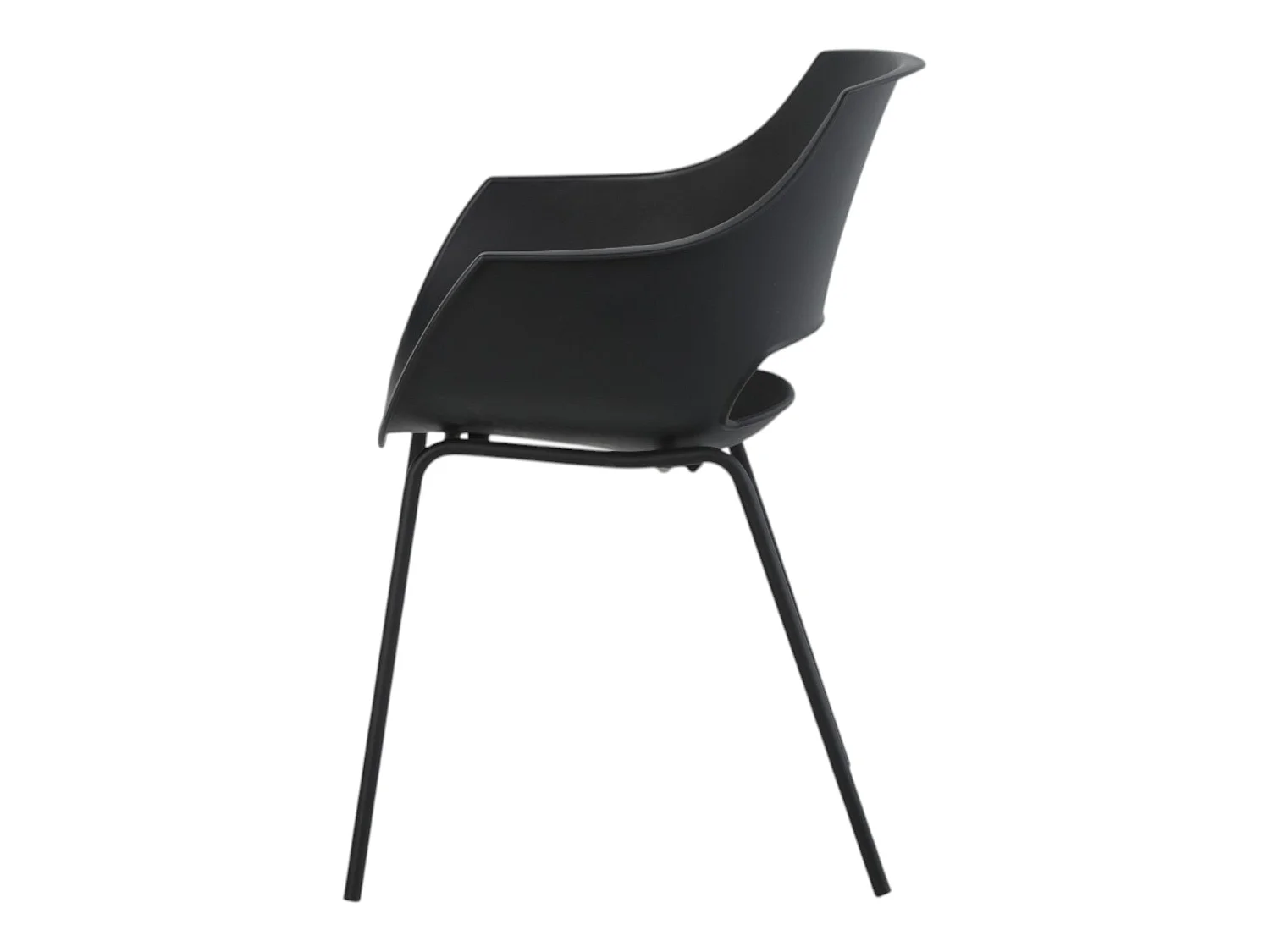 Lot de 4 chaises avec accoudoirs coloris noir pieds métal - AUSTIN