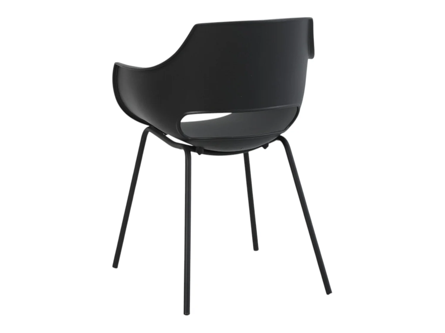 Lot de 4 chaises avec accoudoirs coloris noir pieds métal - AUSTIN