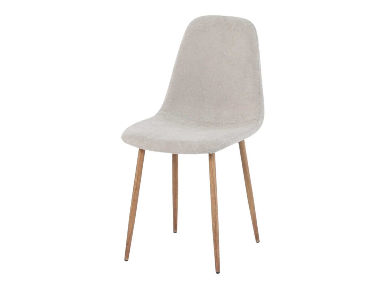 Lot de 4 chaises tissu beige pieds métal imitation bois - NOAH