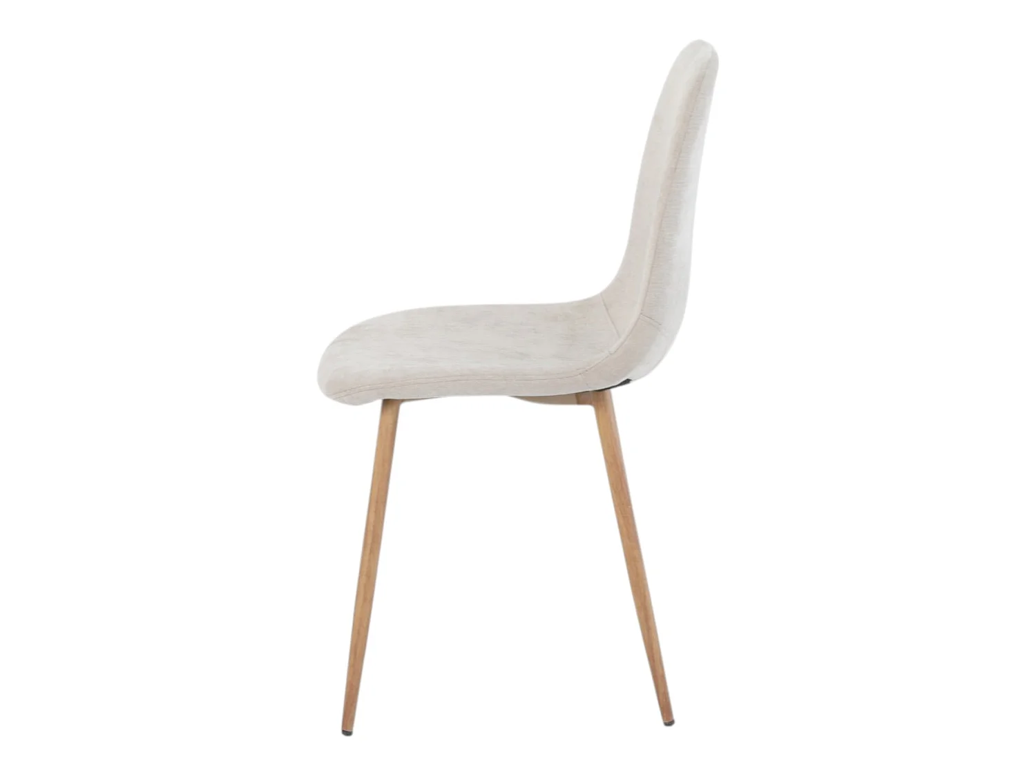 Lot de 4 chaises tissu beige pieds métal imitation bois - NOAH