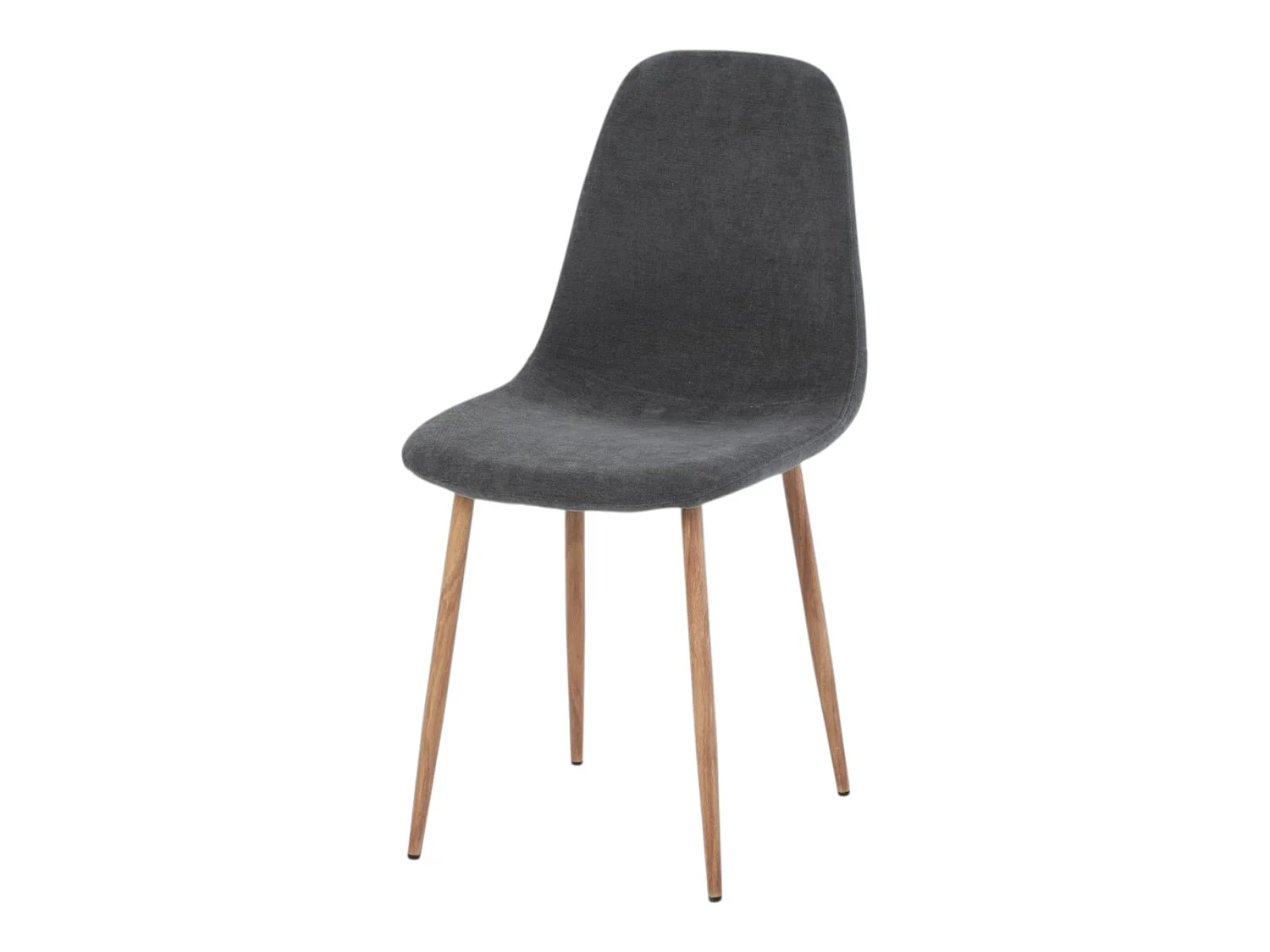 Lot de 4 chaises tissu gris pieds métal imitation bois - NOAH