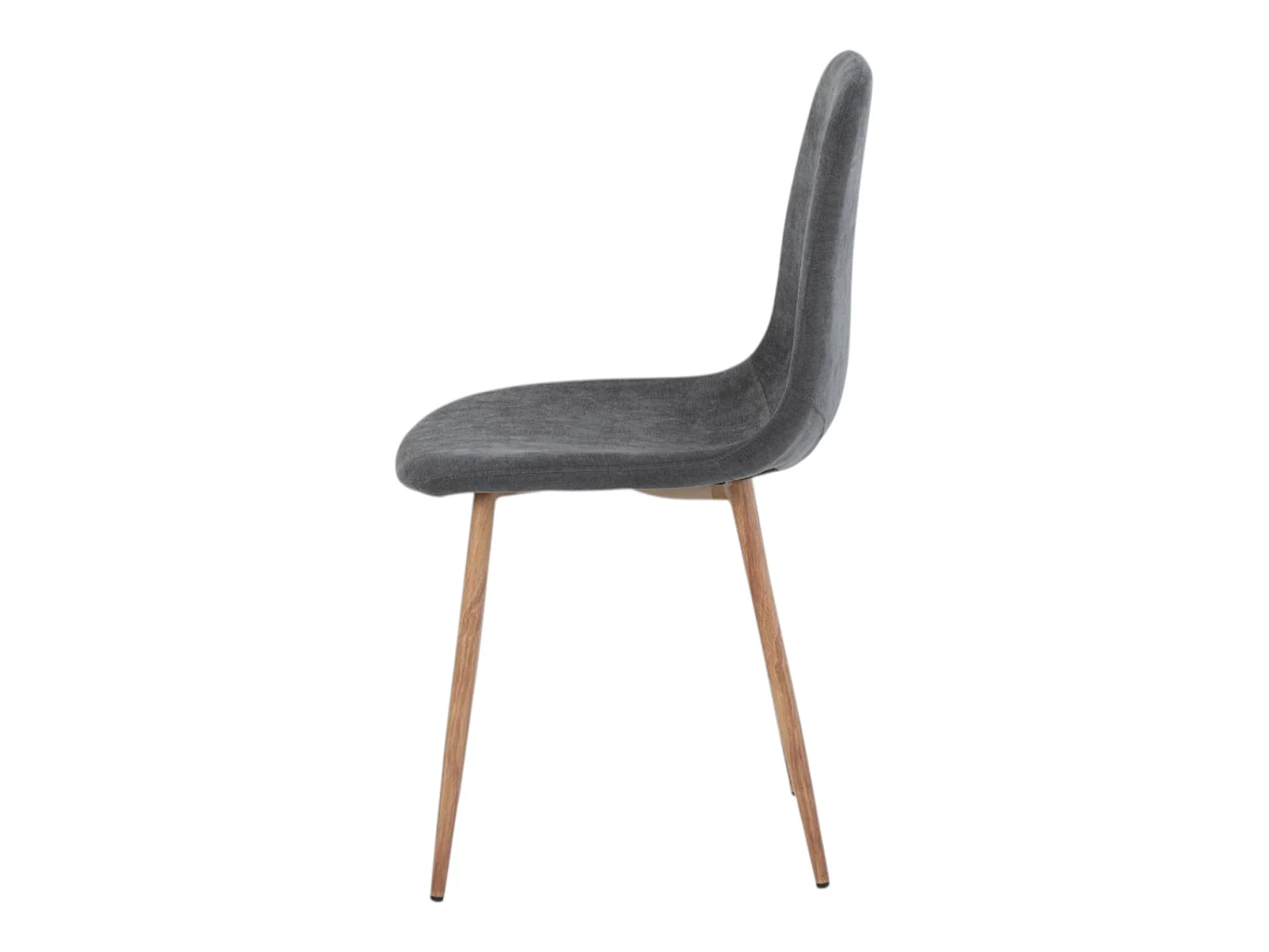 Lot de 4 chaises tissu gris pieds métal imitation bois - NOAH