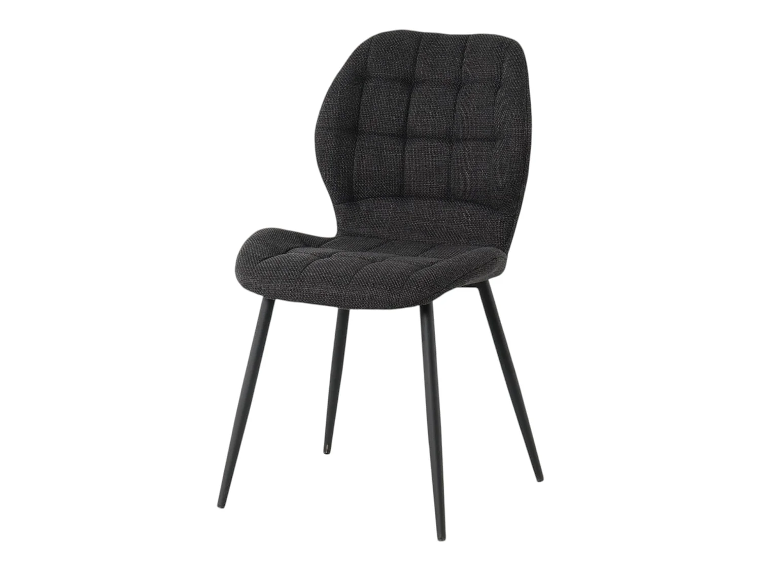 Lot de 4 chaises de salle à manger PORTO tissu maille noir pieds métal noir