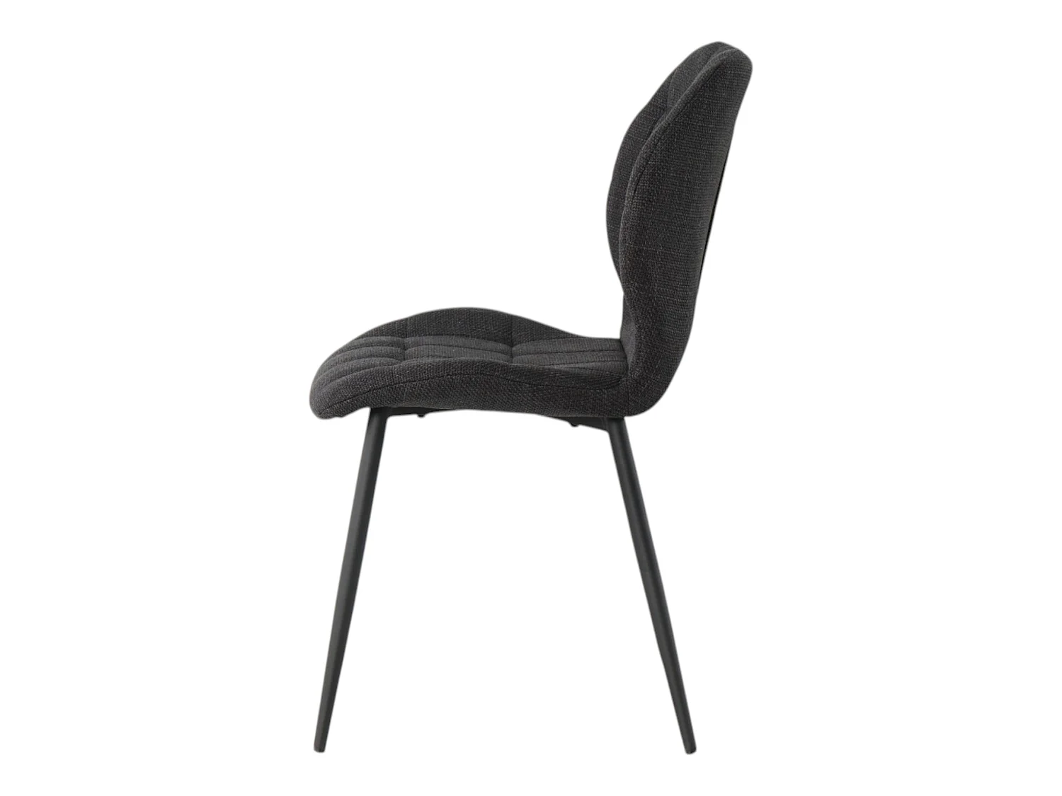 Lot de 4 chaises de salle à manger PORTO tissu maille noir pieds métal noir