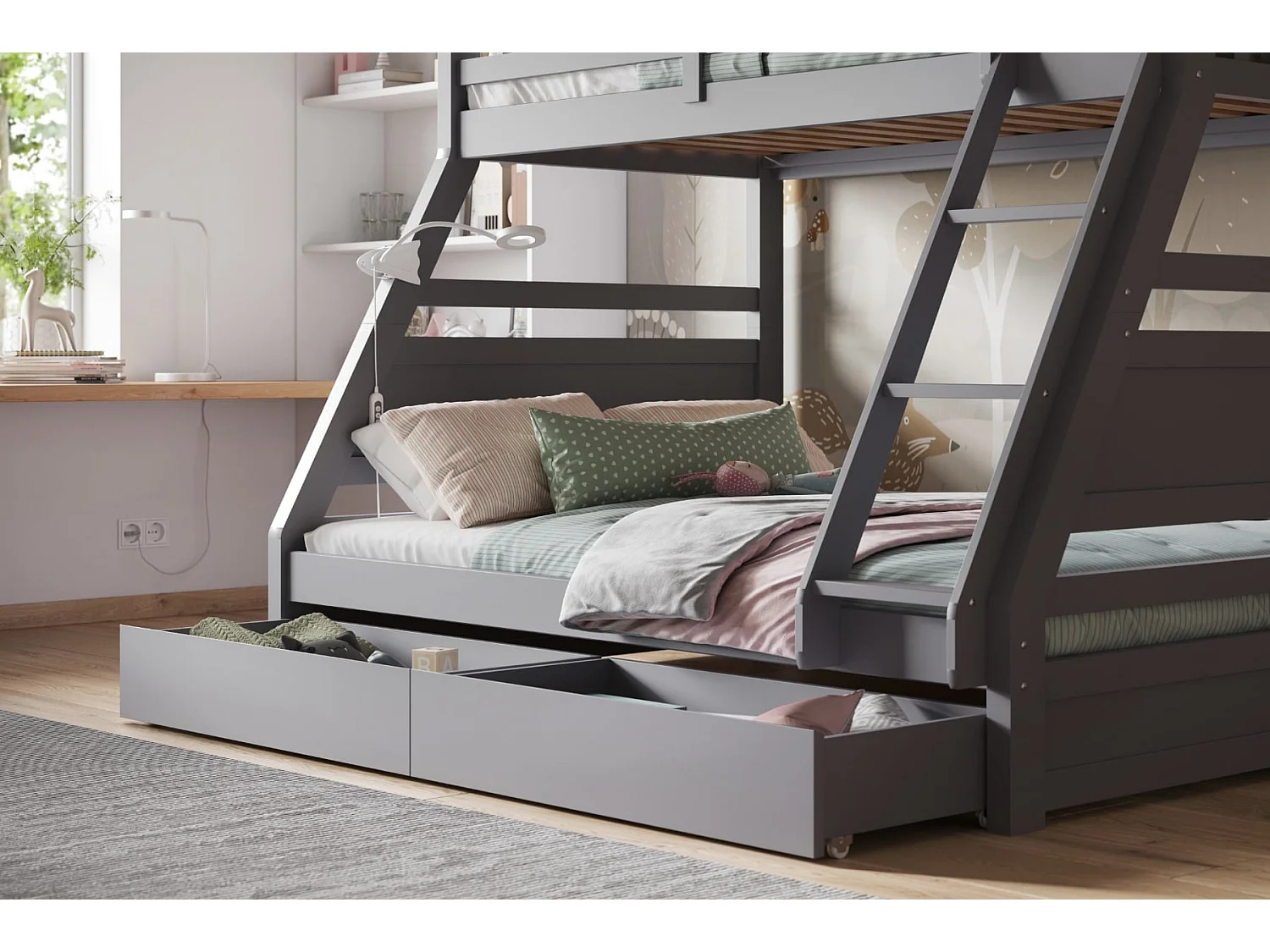 Flair Ollie Triple Bunk Bed Grey