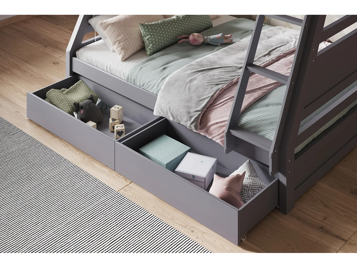 Flair Ollie Triple Bunk Bed Grey