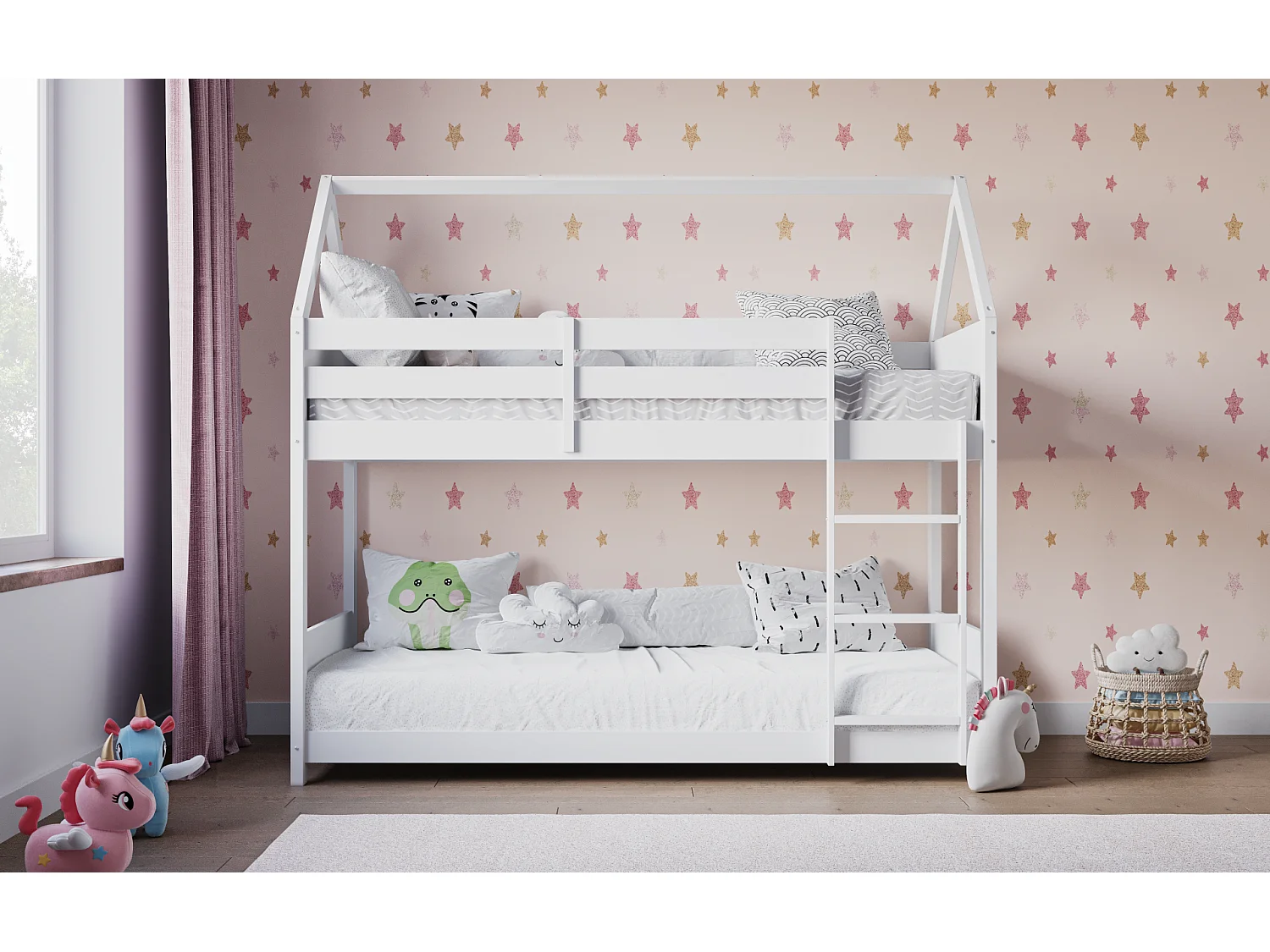 Flair Plation Low Play House Bunk Bed White