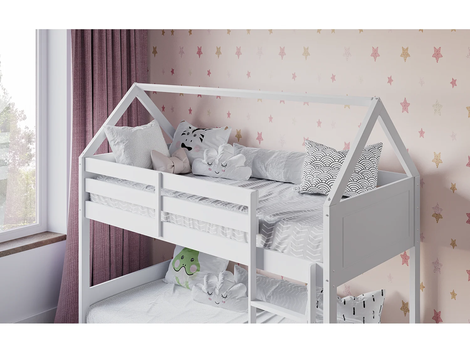 Flair Plation Low Play House Bunk Bed White