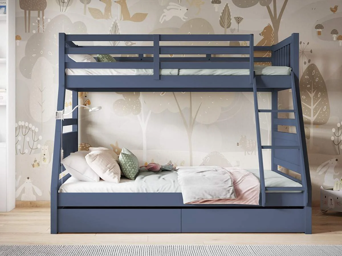 Flair Ollie Triple Bunk Bed with Drawers Navy
