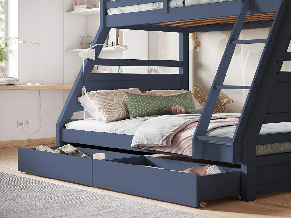 Flair Ollie Triple Bunk Bed with Drawers Navy