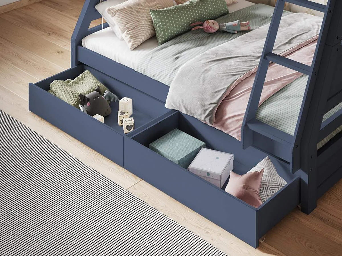 Flair Ollie Triple Bunk Bed with Drawers Navy