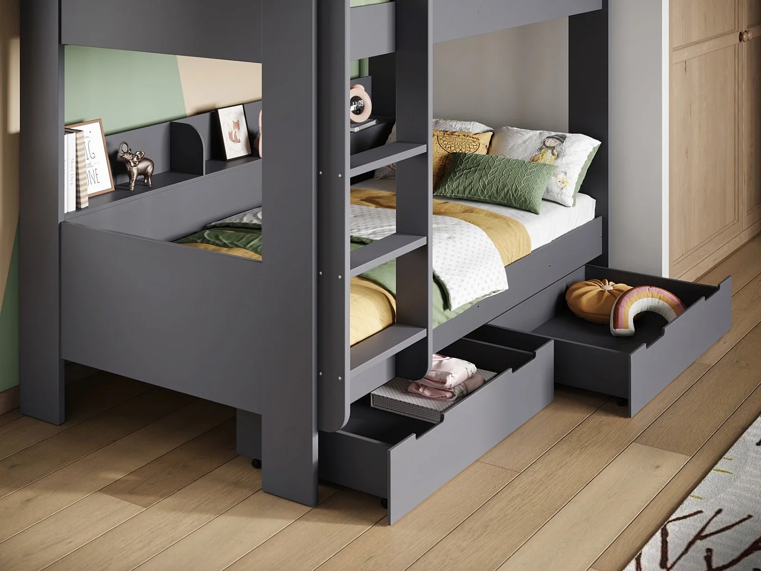 Flair Eddie Storage Bunk Bed Grey