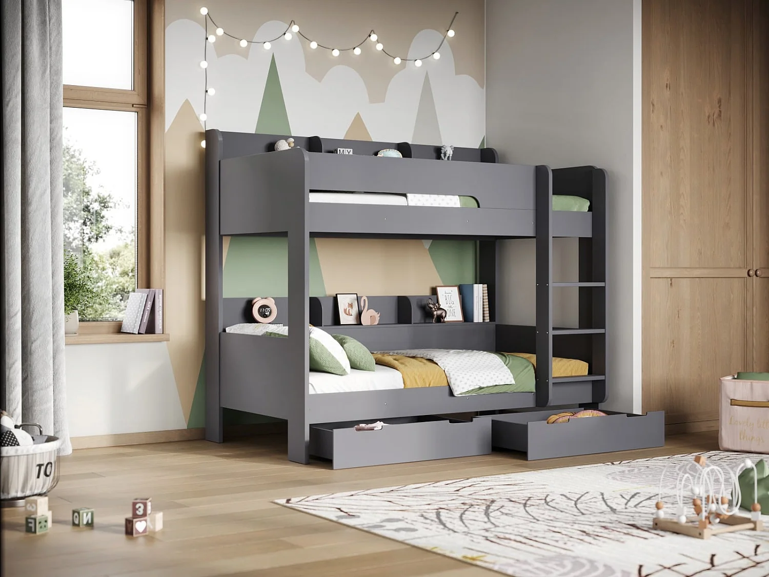 Flair Eddie Storage Bunk Bed Grey