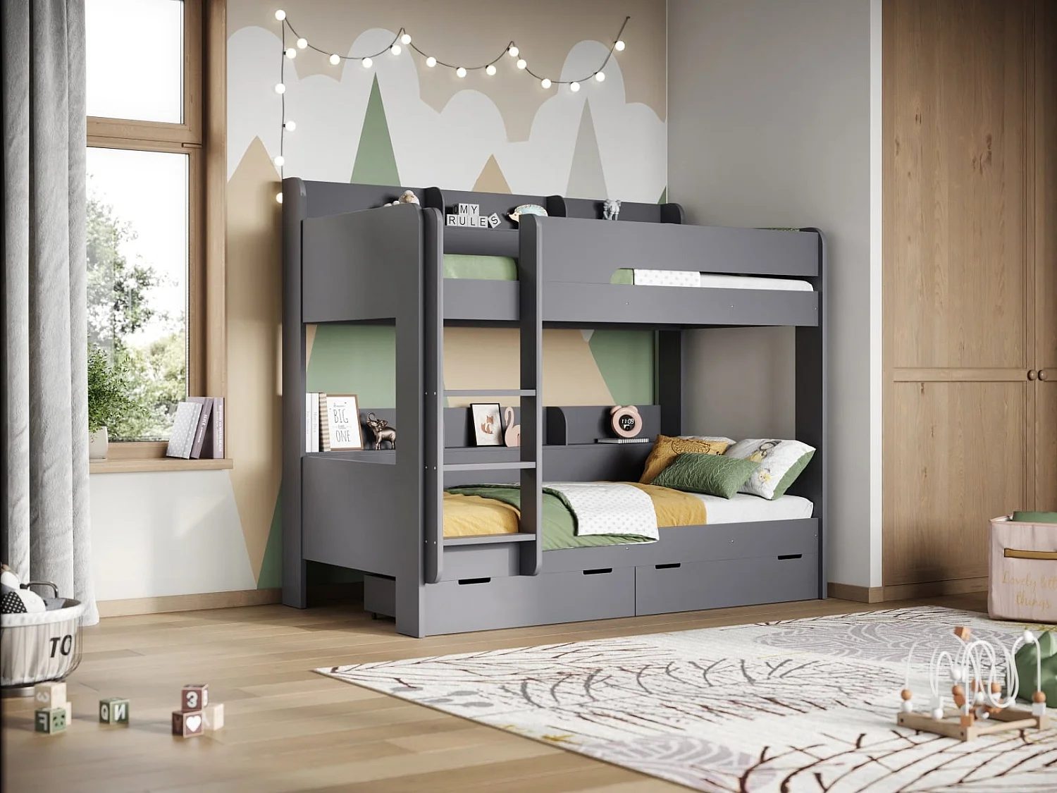 Flair Eddie Storage Bunk Bed Grey