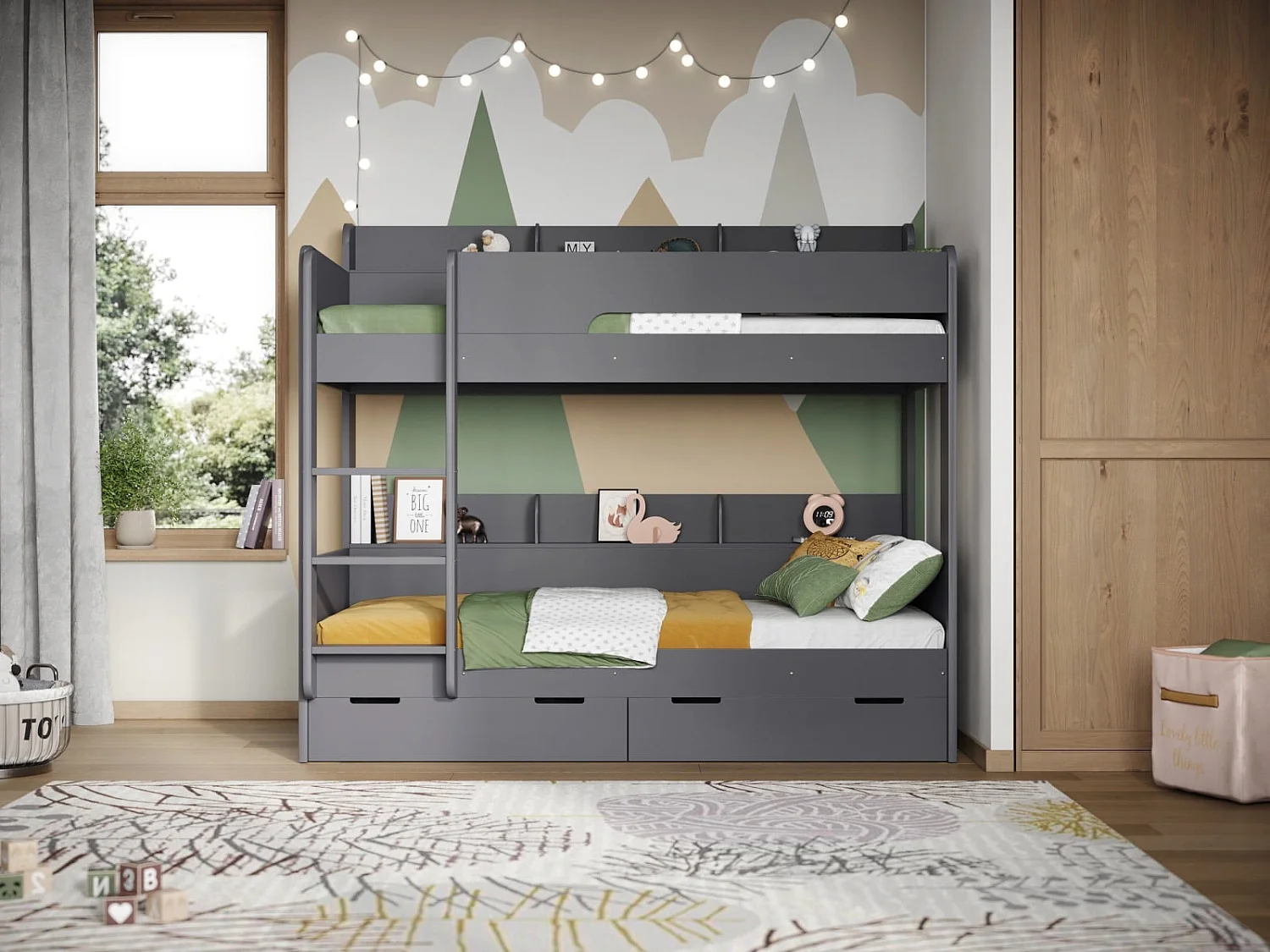 Flair Eddie Storage Bunk Bed Grey