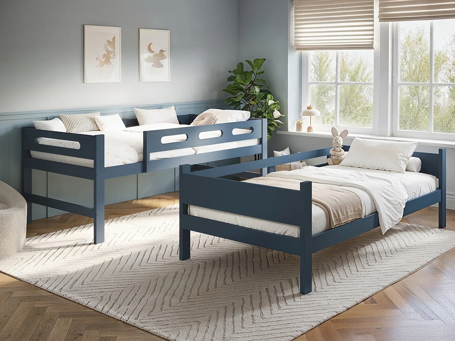 Flair Elijah Detachable Wooden Bunk Bed Blue