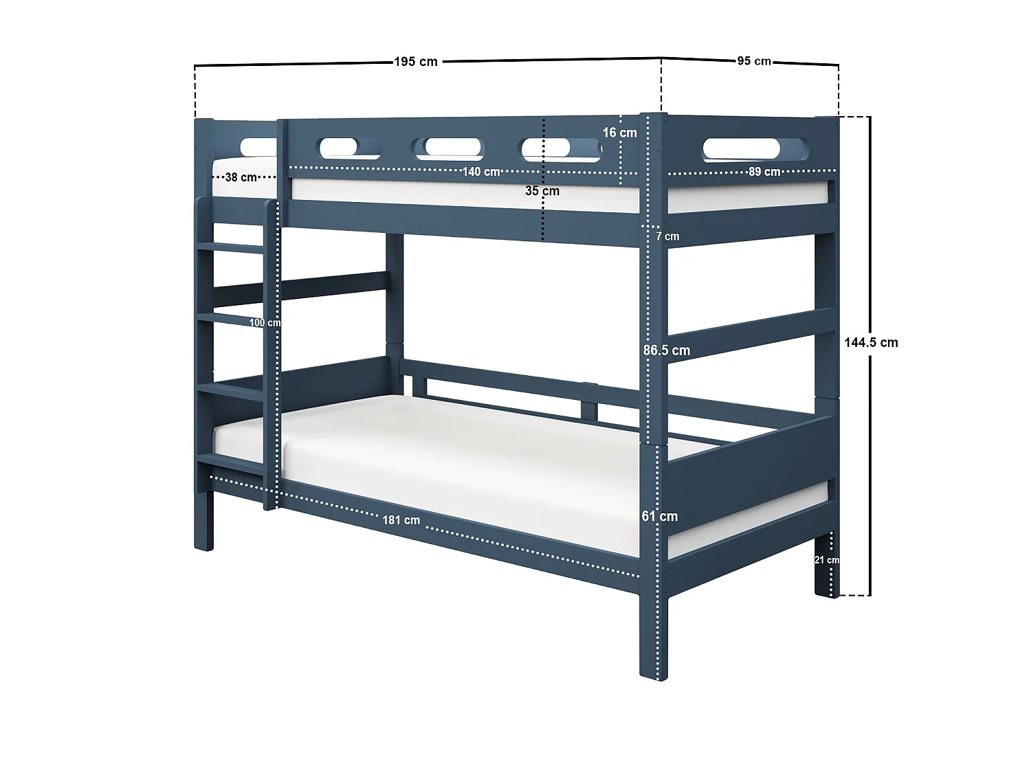 Flair Elijah Detachable Wooden Bunk Bed Blue