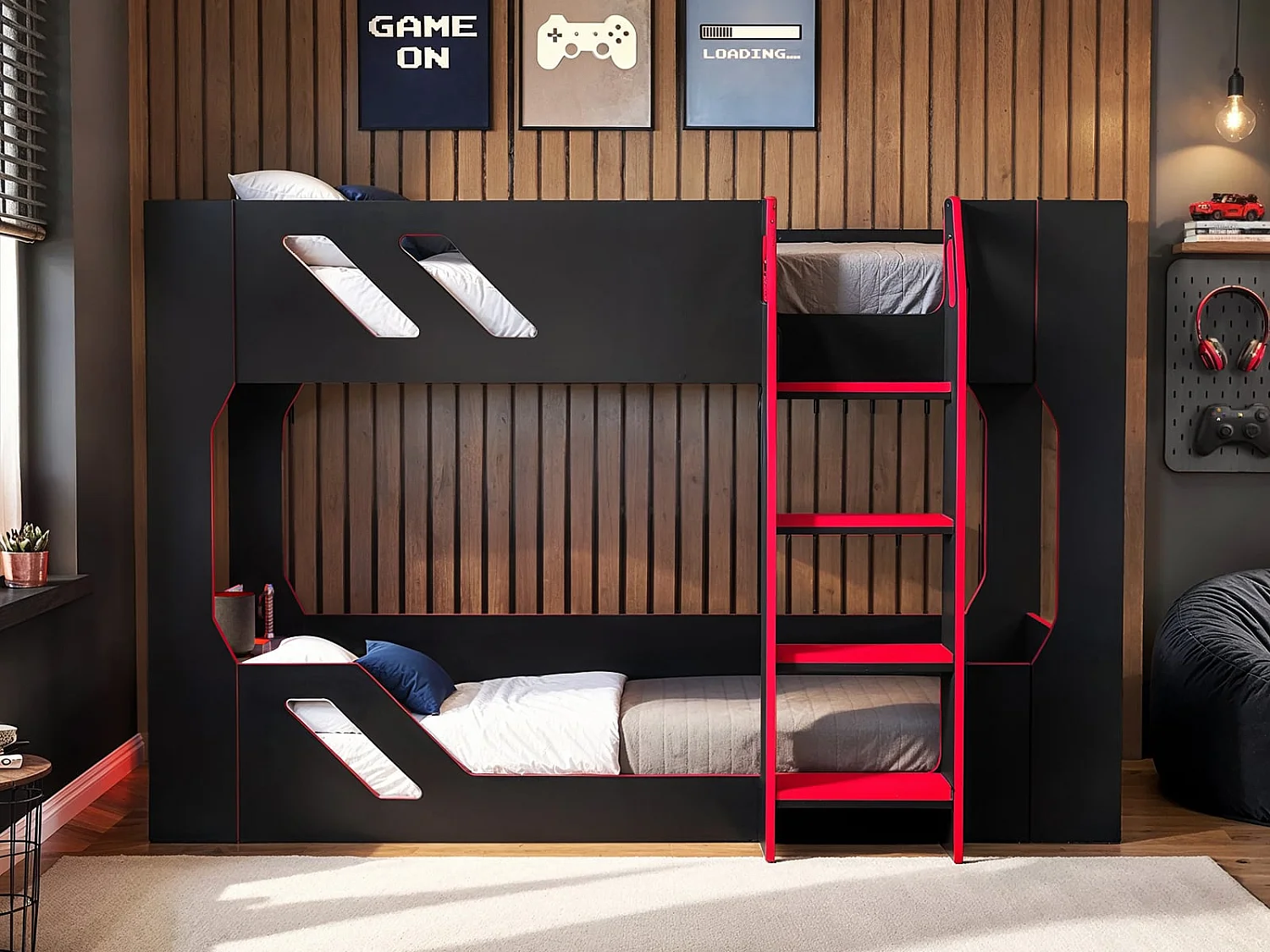 Flair Shuttle Gaming Bunk Bed Black & Red