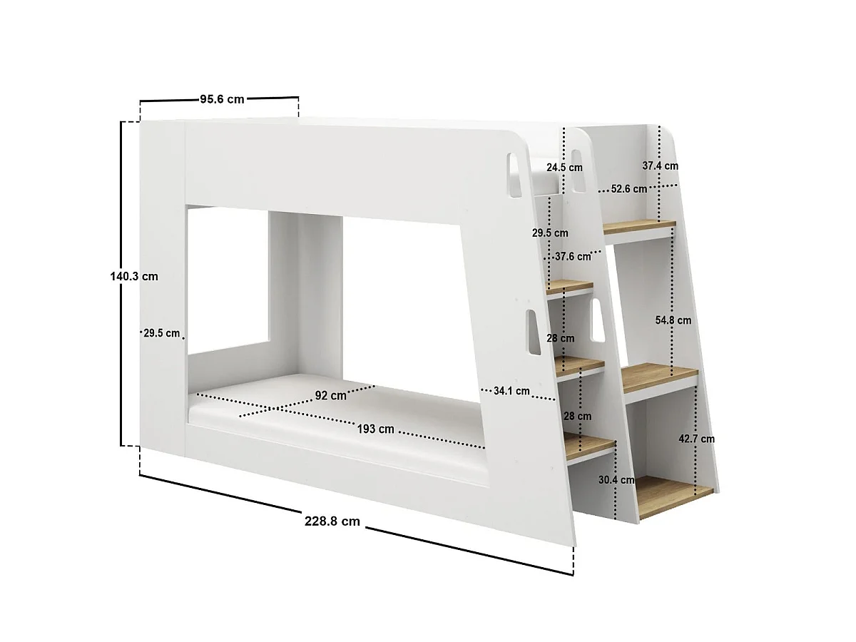 Flair Fern Bunk Bed White & Oak
