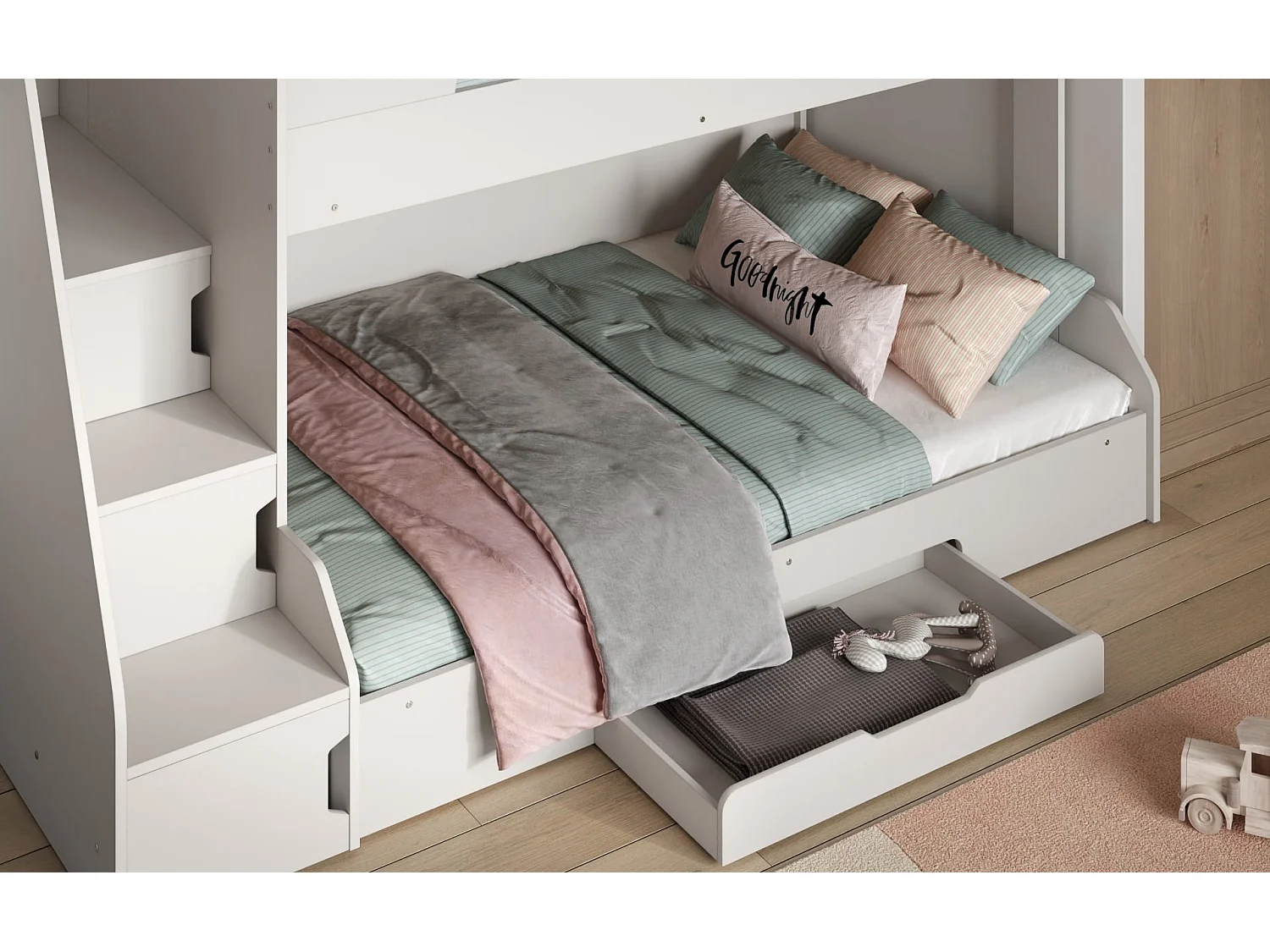 Flair Slick Staircase Triple Bunk Bed White