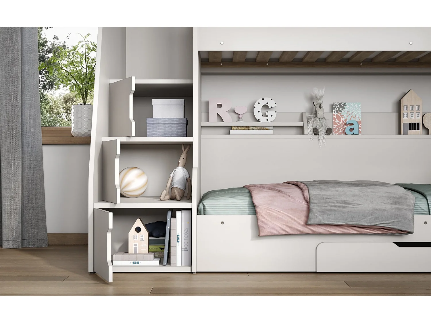 Flair Slick Staircase Triple Bunk Bed White