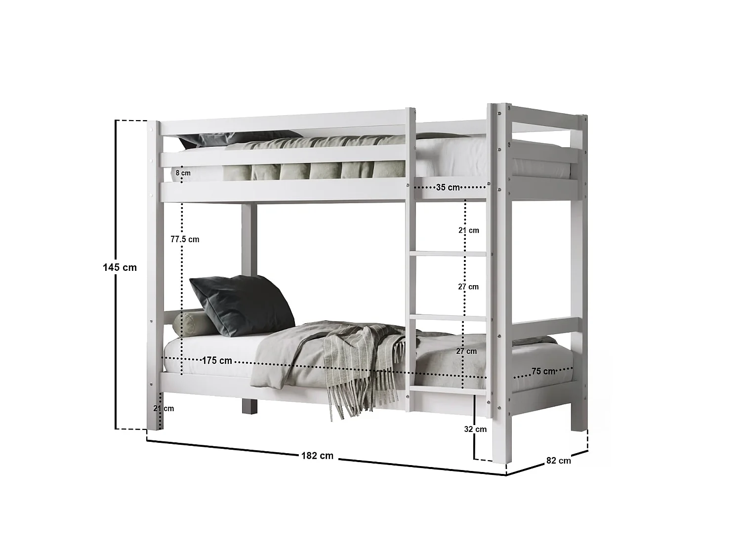 Flair Callisto Shorty Bunk Bed White