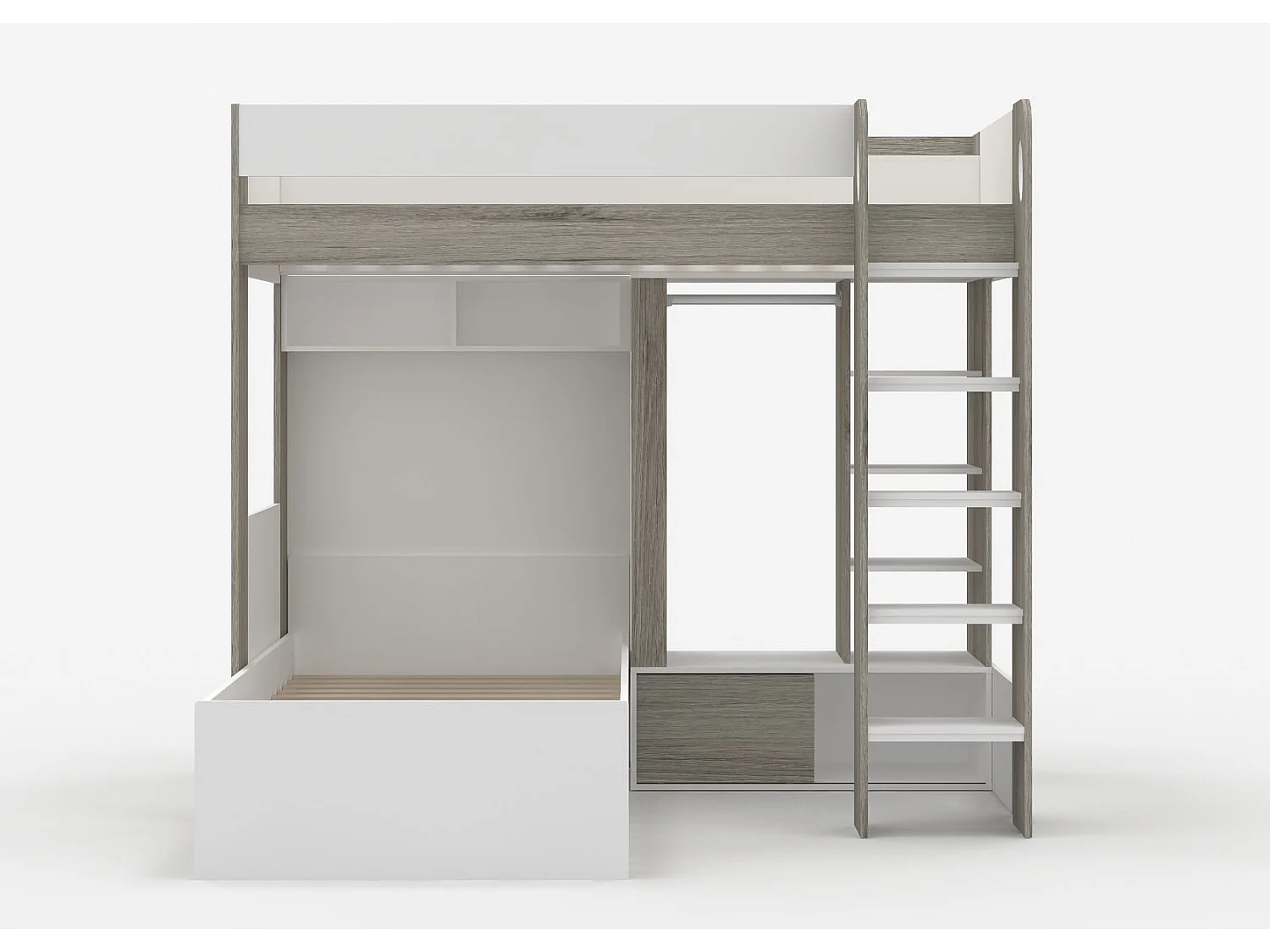 Flair Hampton L Shape Bunk Bed with Wardrobe White & Grey