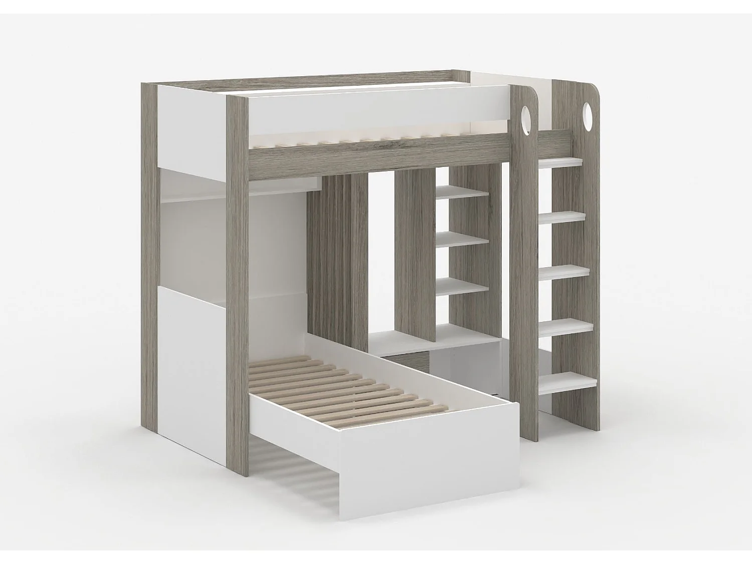 Flair Hampton L Shape Bunk Bed with Wardrobe White & Grey