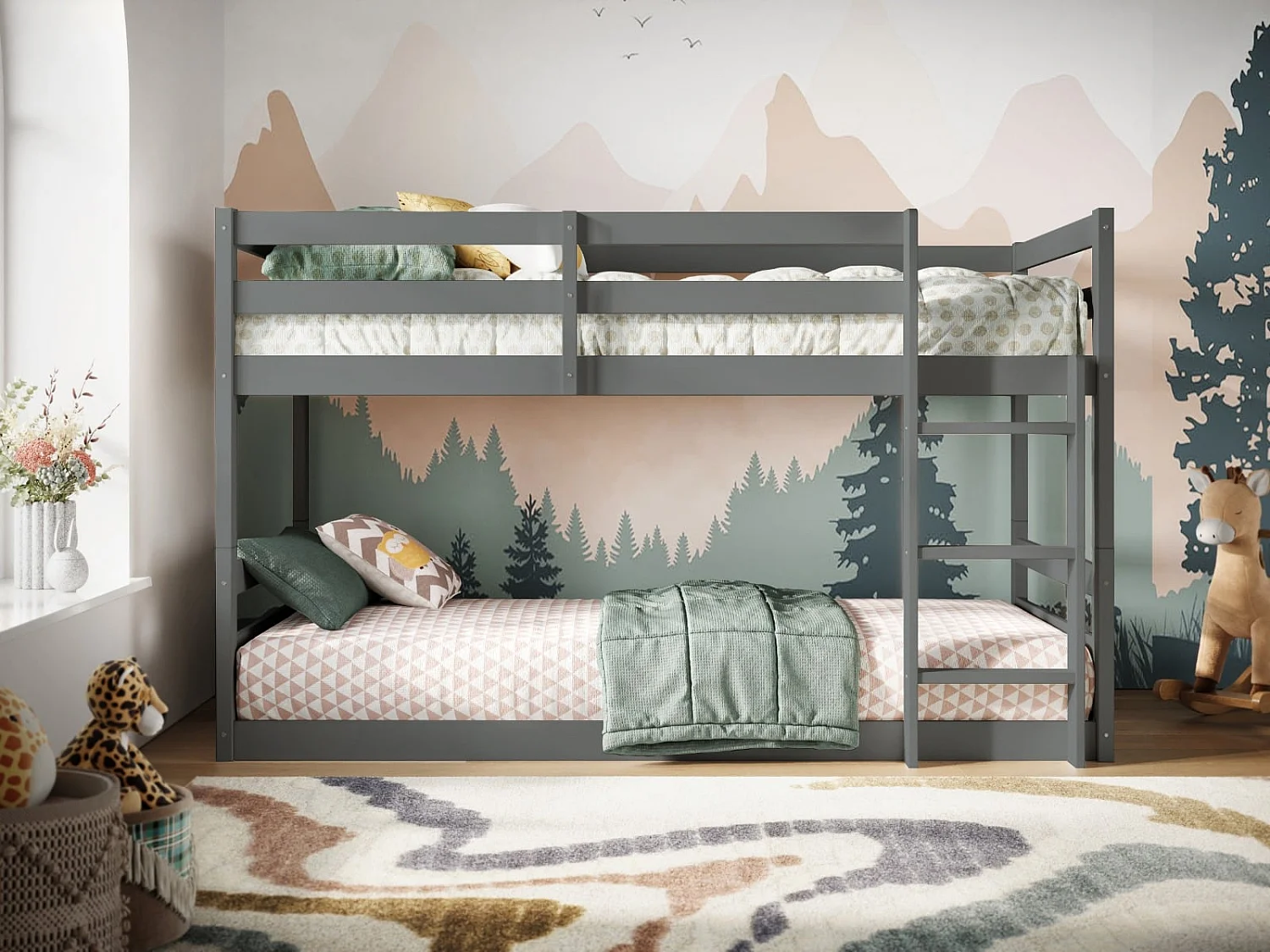 Flair Shasha Low Bunk Bed Grey