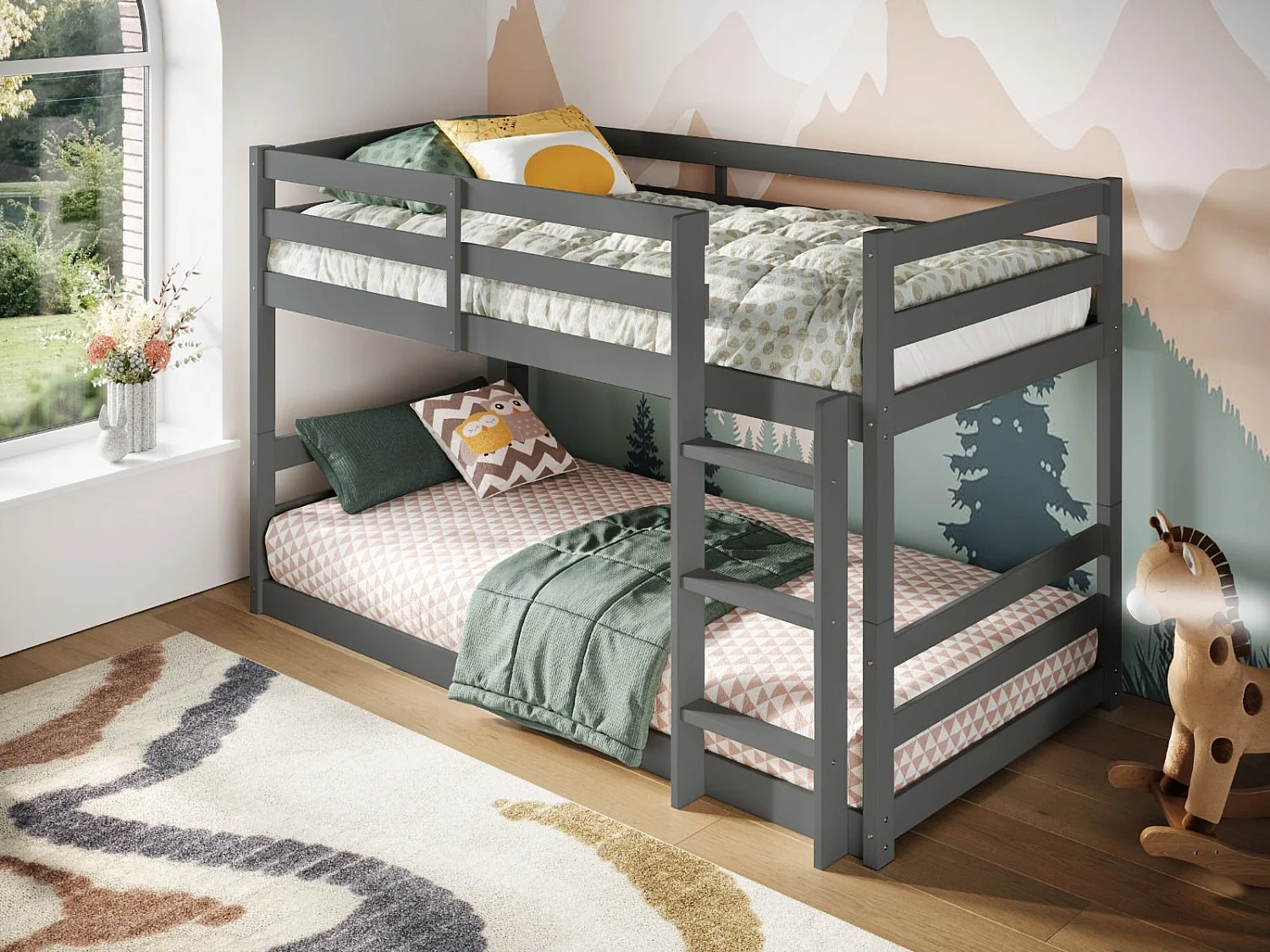 Flair Shasha Low Bunk Bed Grey