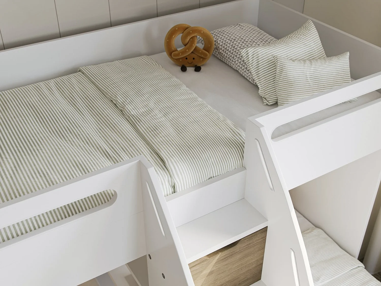 Flair Eddie Staircase Triple Bunk Bed with Storage Oak